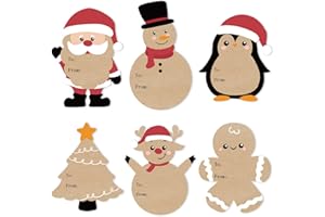 COCHIE Christmas Gift Tags Stickers, 96Pcs Christmas Gift Labels Xmas Gifts Name Tags for Wrap Presents Boxes Decoration, 2 x 3 Inch, Self-Adhesive Natural Kraft Paper Stickers Santa Claus Snowman Sticker