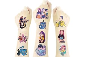 40Pcs KPop De_mon Girls Temporary Tattoos - Korean Hunters Movie Anime Music Idol Huntrix Band Waterproof Fake Tattoo Sticker