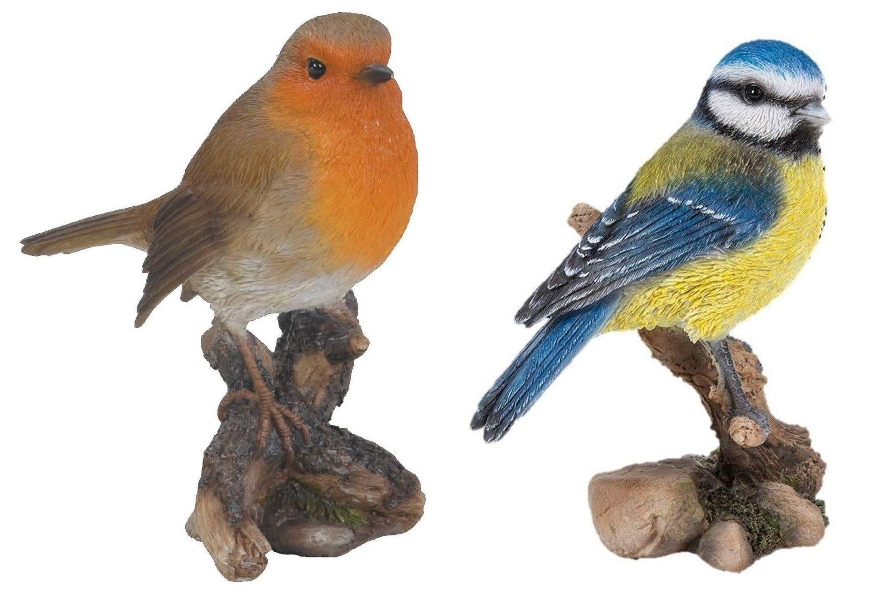 Vivid Arts - British Birds Robin & Blue Tit Home or Garden Decoration