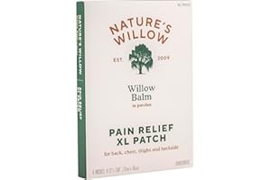 Nature's Willow Natural Pain Relief Patches for Muscles & Joints | Fast-Acting with White Willow Bark | Free from Artificial Fragrances & Dyes | 6 Patches (1-Pack)