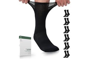 Bulinlulu Diabetic Socks for Men and Women-6 Pairs Non Binding Diabetic Crew Seamless Socks for Men Size 9-12(Black-Medium)