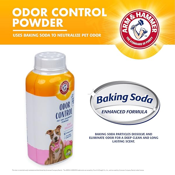 ARM & HAMMER FOR PETS ODOR CONTROL DRY SHAMPOO POWDER FOR DOGS, BEST ODOR ELIMINATING WATERLESS SHAMPOO FOR DOGS & PUPPIES, KIWI BLOSSOM SCENT, 4.2 OUNCES