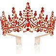 TOBATOBA Red Crown Crystal Wedding Tiara for Women, Royal Queen Crowns for Women Queen of Hearts Crown, Princess Tiara for Bride, Quinceanera Headpieces for Birthday Prom Pageant Halloween Costume