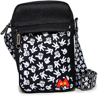 Amazon Com Buckle Down Disney Bag Cross Body Mickey Mouse Hand Gestures Scattered Black White Canvas Clothing Shoes Jewelry