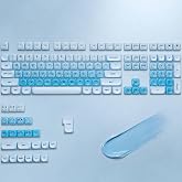 Keyporia 132 Keys PBT Keycaps, Jelly Keycaps Cute Creamy Key caps MOA Profile, MX-Compatible for 61/68/84/87/98/100/104-Key Mechanical Keyboard(Not Included), Blue