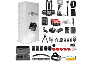 GoPro Hero (Go Pro Hero) Black Compact - Waterproof Action Camera with 4K Ultra HD Video, 12MP Photos + 50-in-1 Accessory Kit + 2 X 64GB Card + More