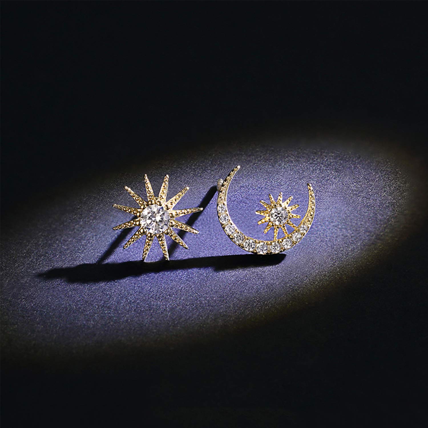 JORA Gold Star Moon Stud Earrings