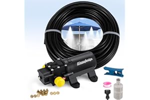 Moongiantgo Outdoor Misting Cooling System with Pump 116PSI- Outdoor Mister with 65.5FT(20M) Water Pipe+24 Misting Nozzles(0.02’’)+1 Faucet Adapter (3/4")-Patio Mister for for Garden Lawn Backyard
