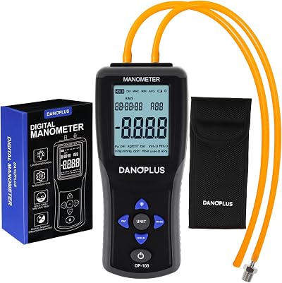 DANOPLUS DP-103 Digital Gas Pressure Manometer Gauge HVAC Air Pressure Meter