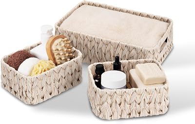 GRANNY SAYS Wicker Storage Baskets Set of 3 Large and Small Brown