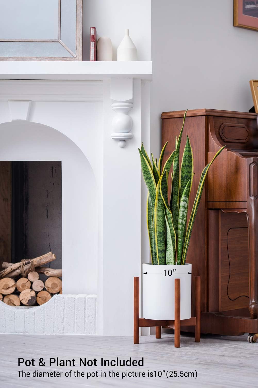 Mkono Plant Stand Mid Century Wood Flower Pot Holder (Plant Pot NOT Included) Potted Stand Indoor Display Rack Rustic Decor, Up to 10 Inch Planter, Brown : Garden & Outdoor