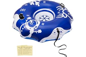 COVACURE 55" Snow Sled Extra Large Snow Tube - Thickened Inflatable Sleds for Adults, Heavy Duty Snow Tube with Reinforced Grab Handle & Rope, Snow Play Gear for Sledding and Skiing