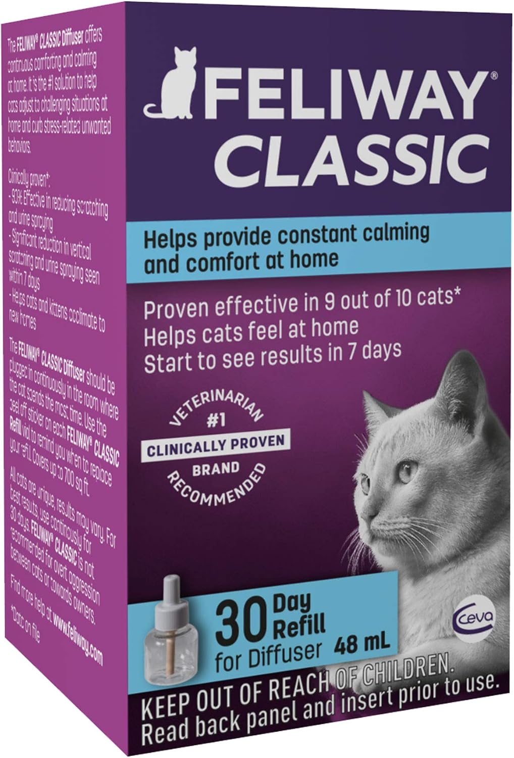 Feliway Classic Calming Diffuser Refill (1 Pack, 48 ml) | Reduce Problem, Scratching, Spraying, and Fighting | Constant Calm & Comfort At Home : Pet Supplies