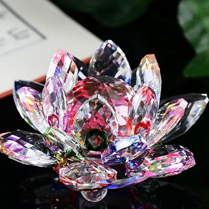 Xshuai Fleur De Lotus En Cristal Style Origami Pour Décoration Dintérieur Feng Shui 60 Mm Coloré Diameter 60mm