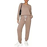 Ekouaer Womens Pajamas Set Ribbed Knit Long Sleeve Pullover Top Jogger Pants Set 2 Piece Lounge Set Sleepwear Tracksuit S-XXL