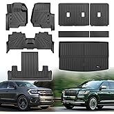 for Ford Expedition Max/Lincoln Navigator L 7 Seater 2018-2024 Floor Mats 3 Rows Trunk Cargo Liner and Backrest Mats All Weather TPE Protection Accessories (7 Seat Full Set-Only for MAX Or L)