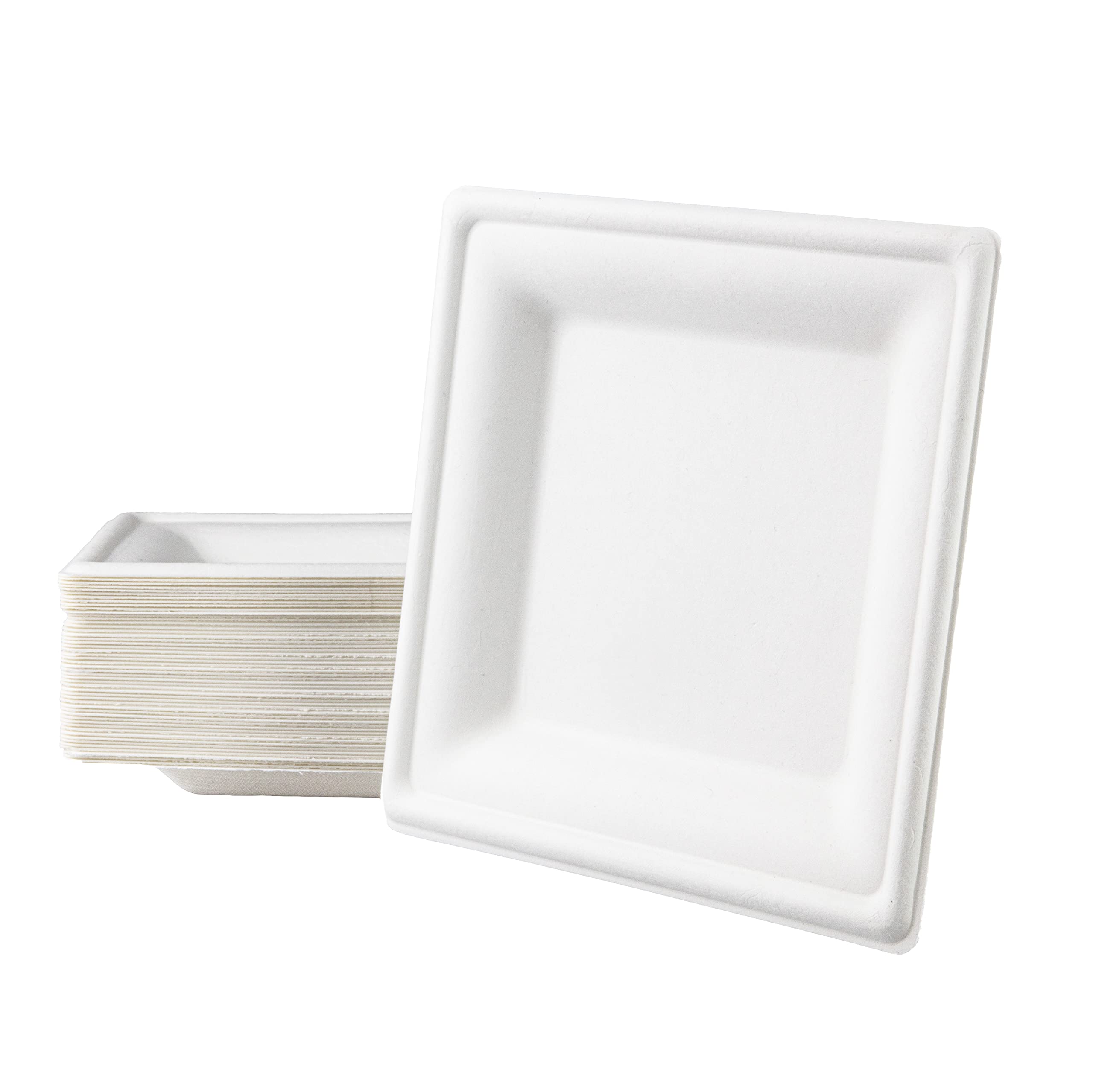 Biodegradable Disposable Bowls with Lids - Pack of 50, White - Organic Party Tableware without Plastic (CPLA) - Rough or Square Disposable Plates for Party - Environmentally Friendly (TTC08)