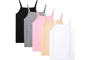 Cooraby 5 Pack Girls Tank Tops Soft Cami Scoop Neck Undershirts Solid Sleeveless Undershirts for Toddler Girls
