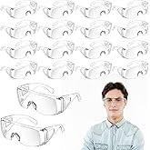 Kifmurase 20Pcs Bulk Clear Safety Glasses, Over Eyeglasses, Lightweight Protective Eyewear, Safety Goggles Eye Protection, Certified Wrap-Around Eye Protection for Lab, Construction, Nurses,