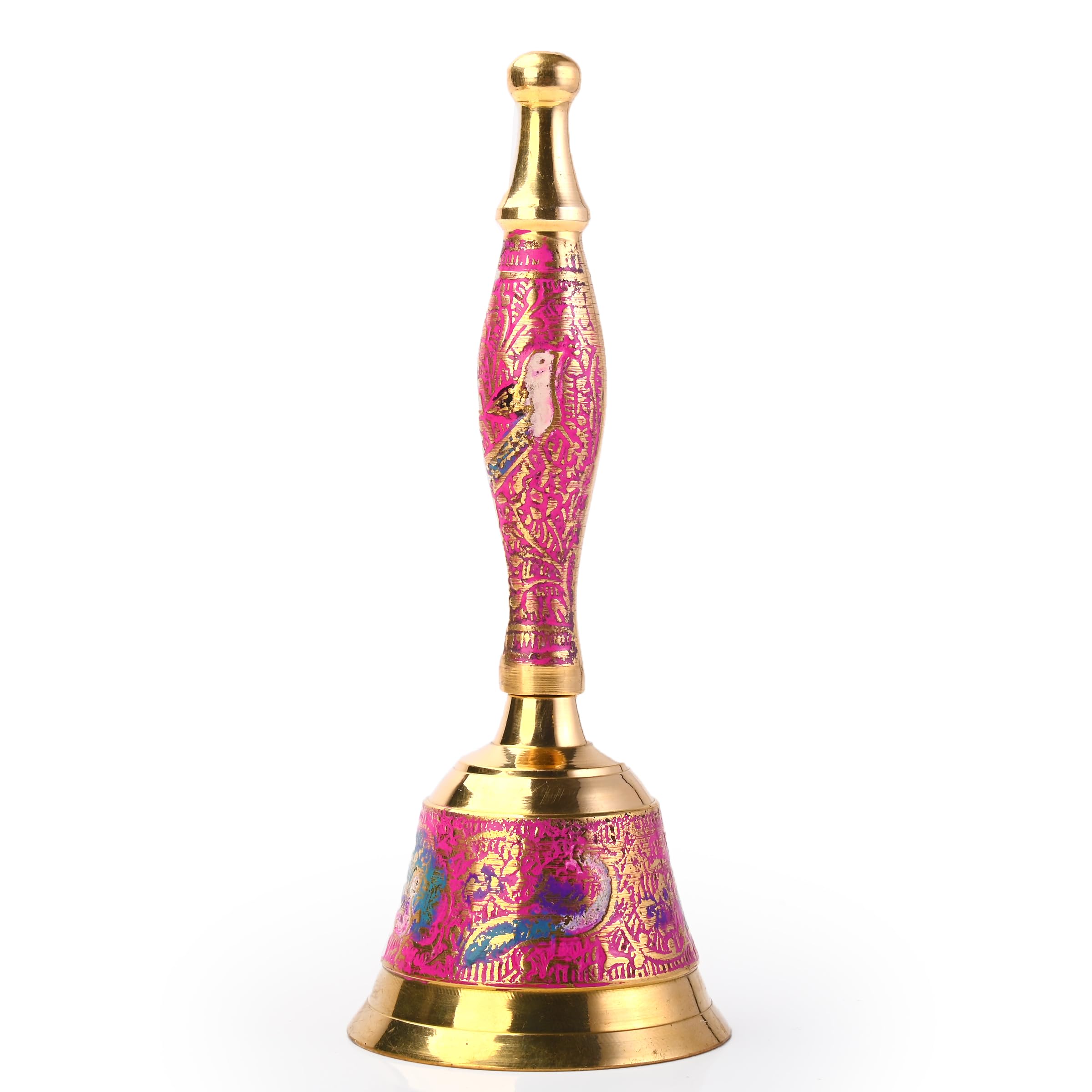 Brass Bell Ghanti Traditional Indian bell Hindu Rituals Pooja Accessory Item Articles for Mandir Temple Festival Purpose Religious Occasions Puja Kit and Gifting (Ghanti Design-2)