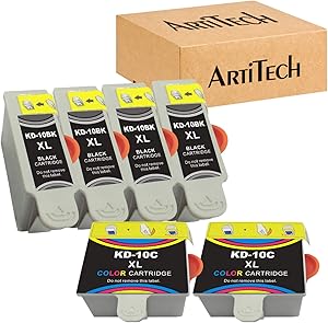 Replacements for Kodak 10XL 10B 10C Compatible Ink Cartridge (4 Black, 2 Color) Use for Kodak 5100 5300 5500 ESP3250 ESP5250 ESP3 ESP5 ESP7 ESP9 Hero 7.1, 9.1 Printers
