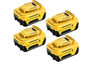 Sunmokite 4Packs 8.0Ah Lithium Replacement Battery for Dewalt Compatible with Dewalt 20V Max Battery and 20 Volt Cordless Power Tools
