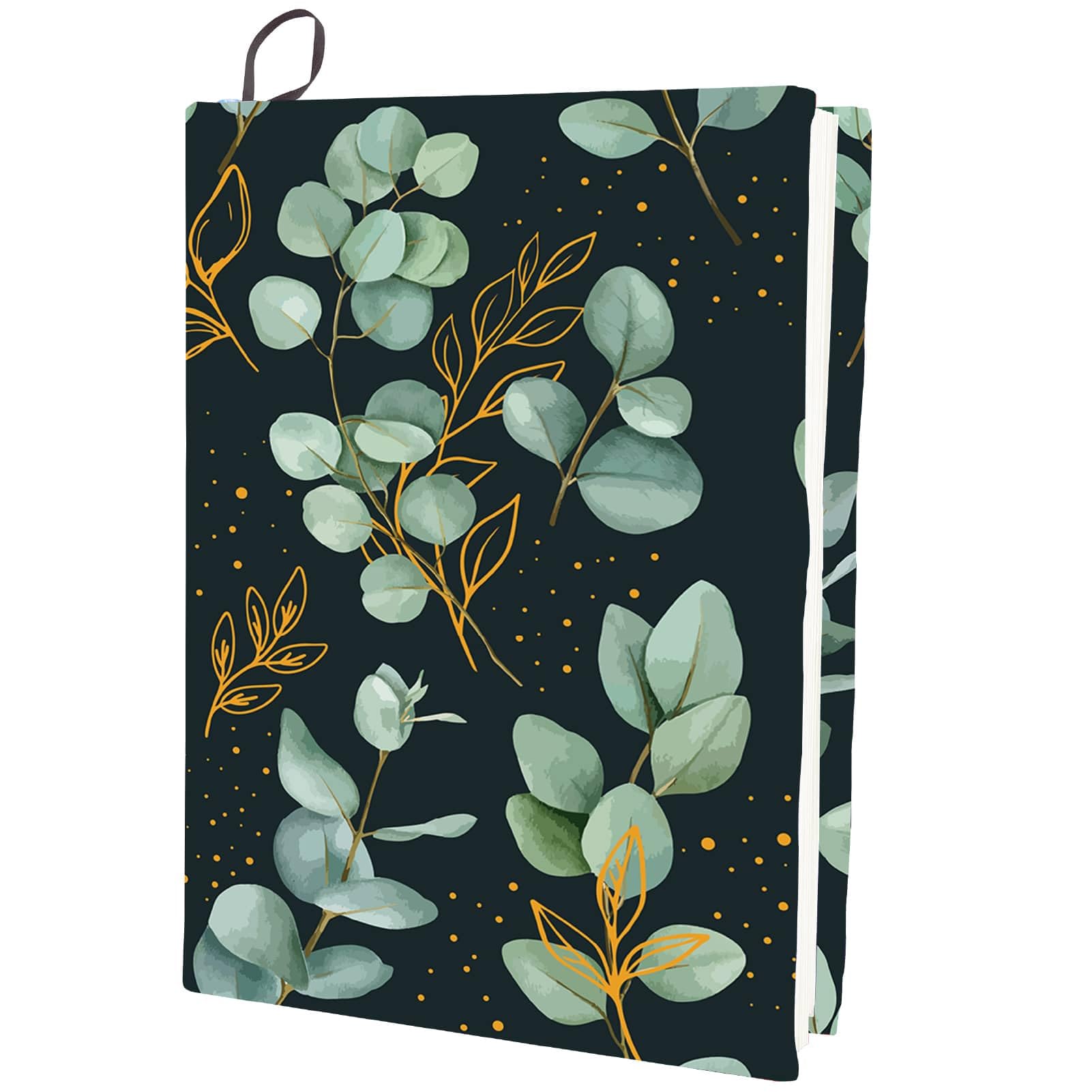 CRASPIRE Green Leaf Stretchable Book Cover Plant Washable Reusable Large Nylon Polyester Book Protector Elastic Notebook Wraps Suitable for Most Hardcover Books Students