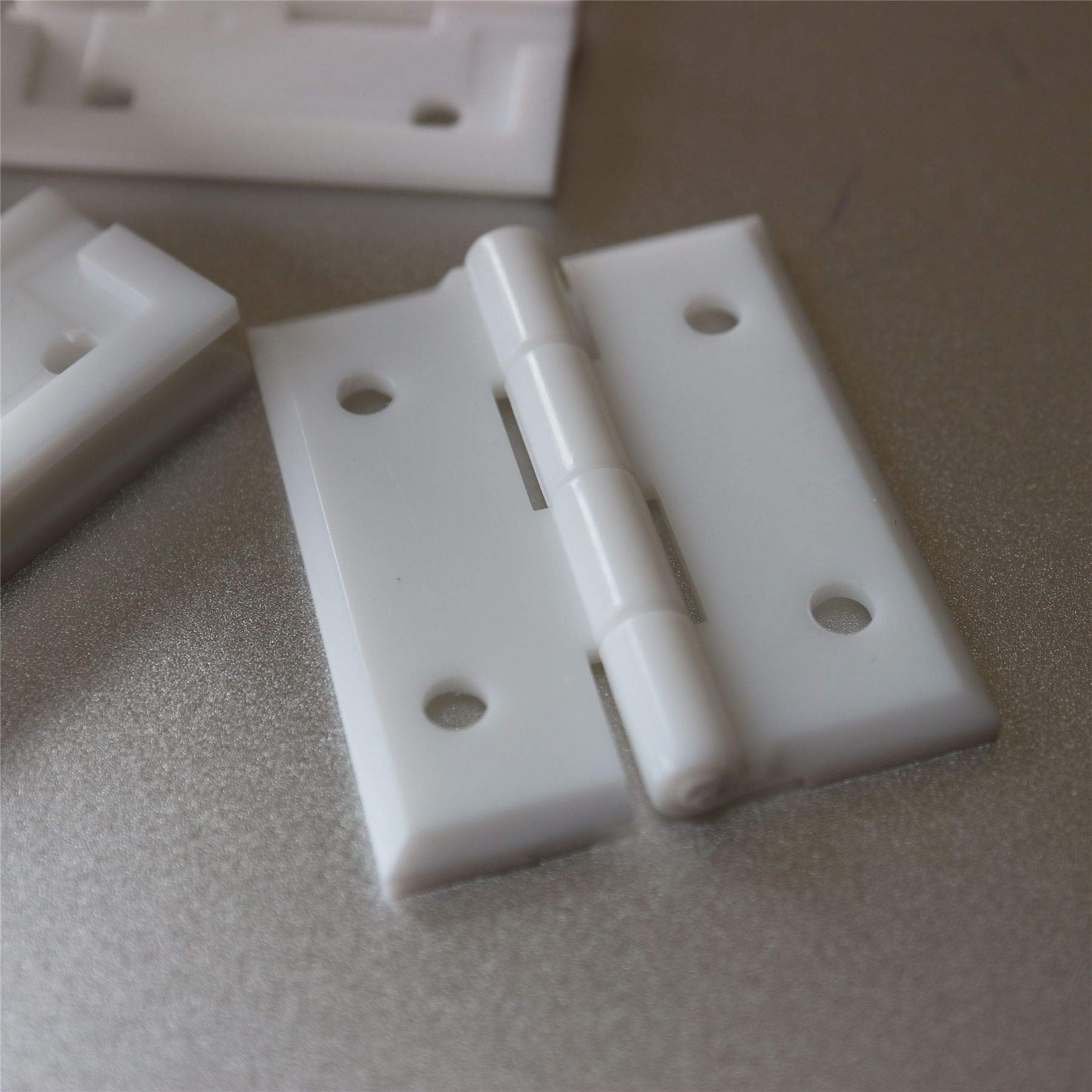 4 x Angled L Hinge Hinges Brackets, White Acrylic + 20x Bolts, Clear Right Angle Bracket, Corner