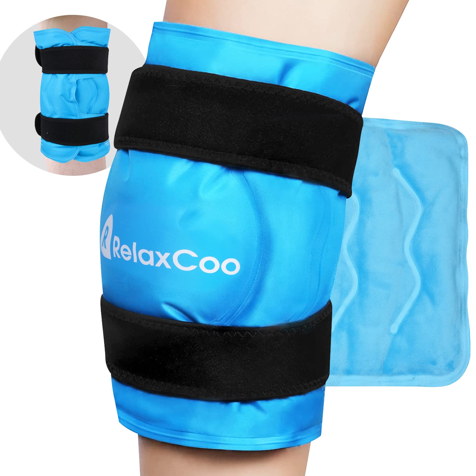 Photo 1 of RelaxCoo XXL Knee Ice Pack Wrap Around Entire Knee After Surgery, Gel Ice Pack for Knee Injuries Reusable, Large Cold Pack for Pain Relief, Swelling
