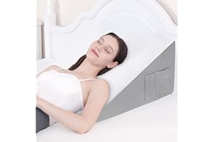 Lossey Wedge Pillow for Sleeping, 12 Inch Bed Wedge Pillow for After Surgery, Acid Reflux, Memory Foam Top Triangle Pillow Wedge for Head, Back, Leg with Knitted Breathable Cover