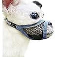 MoiiLavin Dog Muzzle, Soft Mesh Muzzles for Small Dogs, Chihuahua Shih Tzu Yorkie Pom, Short Snout Mouth Guard for Barking Biting Grooming, Breathable Adjustable Puppy Muzzle (Silver-Blue, XS)