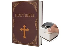 PACOLO Real Paper Transfer Book Safe, Hollow with Secret Hidden Compartment, Combination Lock, 8.7"×6"×2" (Bible-Combination)