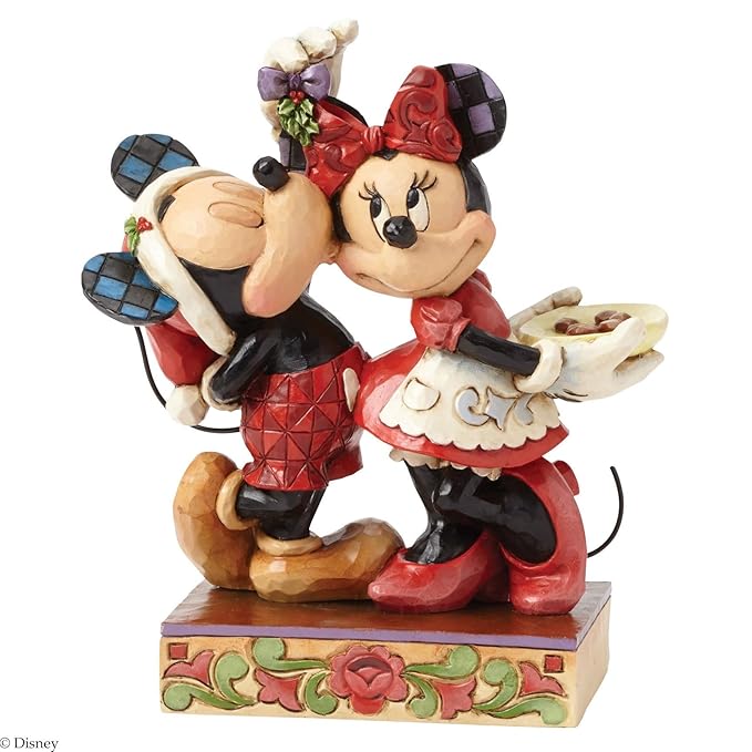 title=Disney Tradition 4039039 Resina Mickey e Minnie Bacio Sotto il Vischio, Disegno