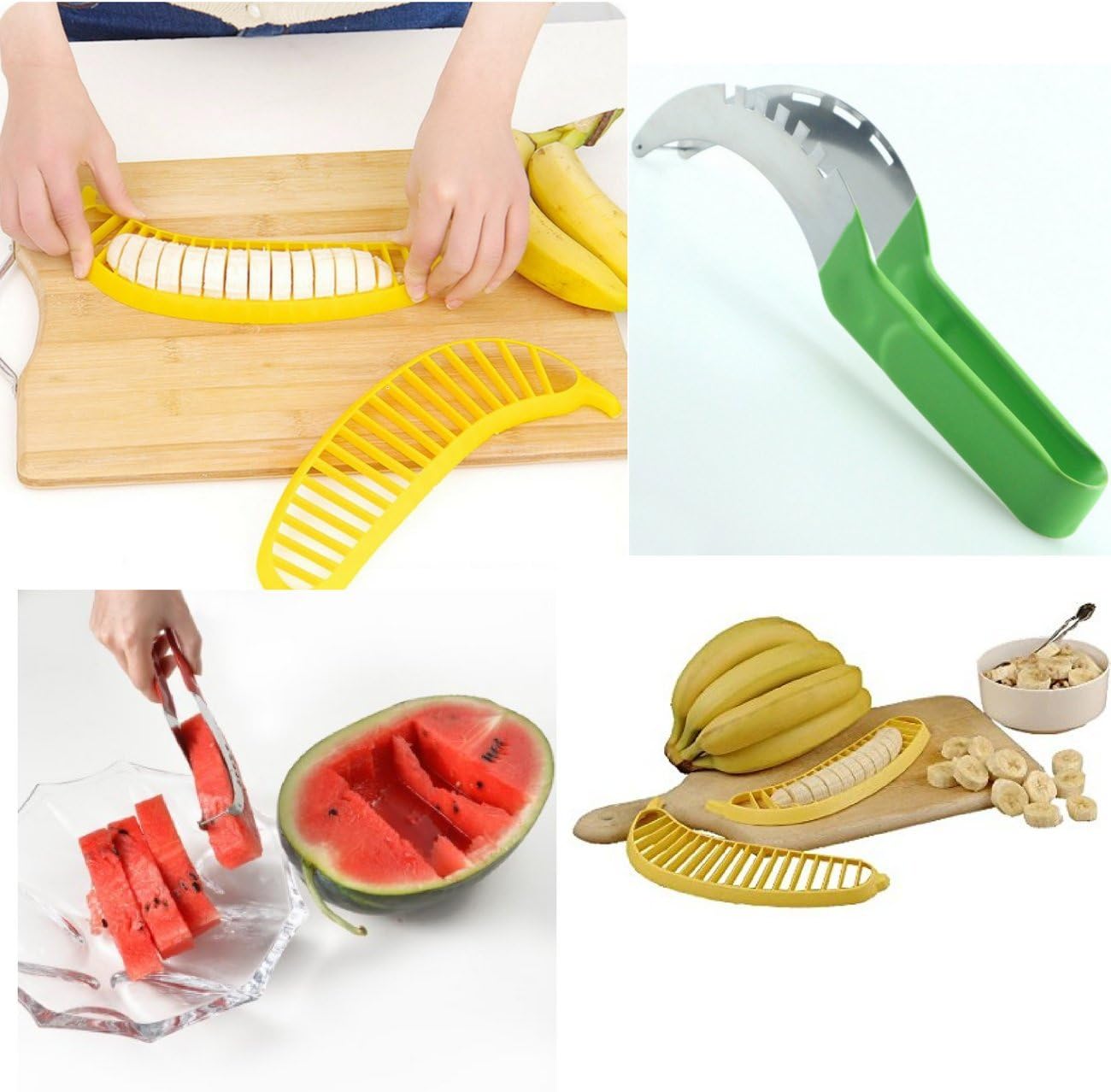RuBiWo Watermelon Corer-Slice knife-Melon Cutter Slices- Interesting Scoop- Banana Slicer Thin in one Motion-Chopper Machine- 2-in-1 Tool Perfect for Fruit salads Decor and Server Set-Kitchen Gadget