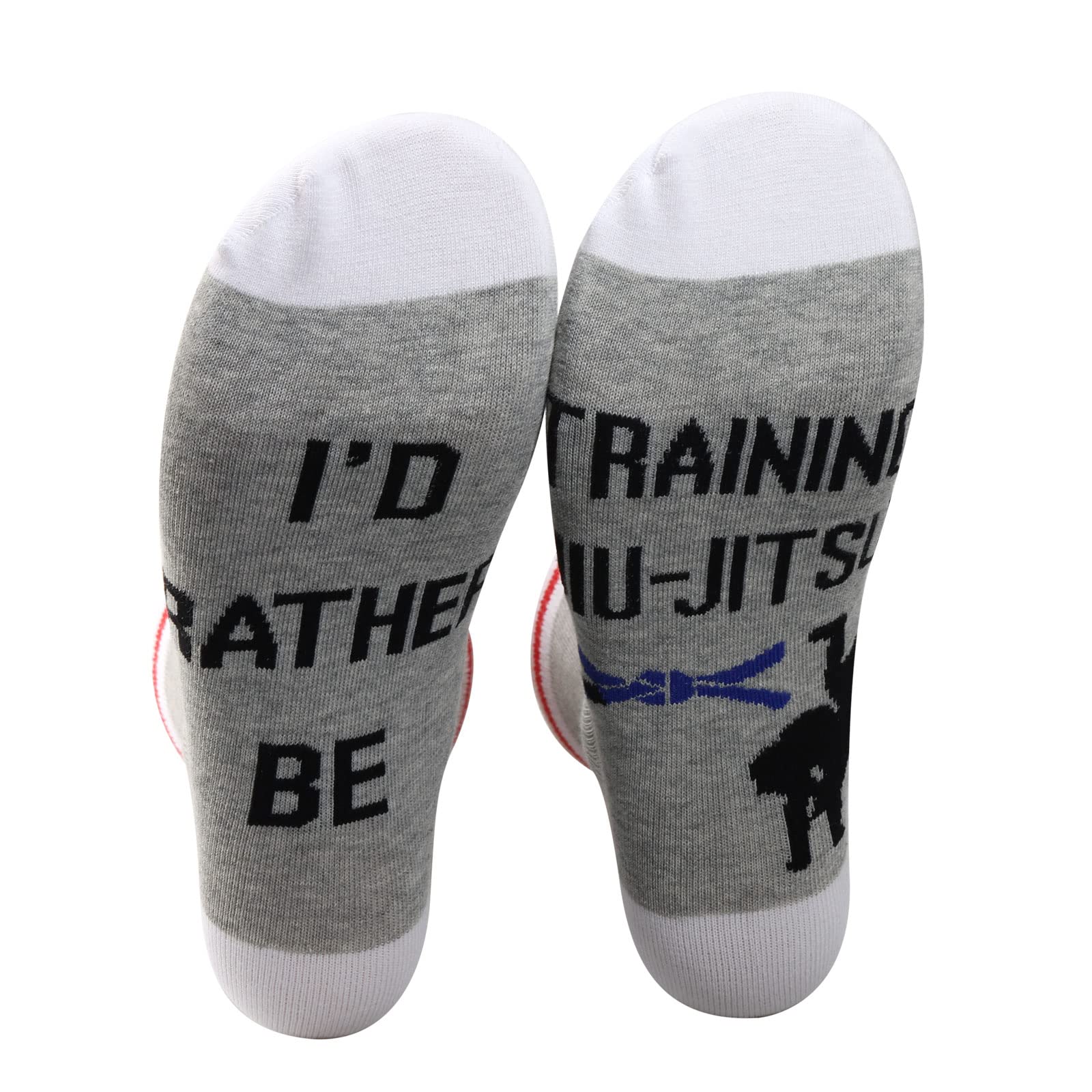 Photo 1 of PXTIDY 2 Pairs Jiu Jitsu Gifts Martial Art Socks I'd Rather Be Training Jiu-Jitsu Novelty Socks Brazilian Jiu Jitsu Judoka Gifts for Martial Art Lovers (TRAINING JIU-JITSU)