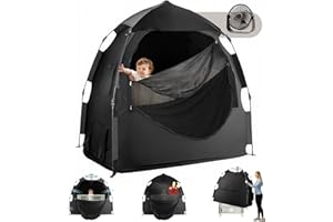 Warmoasis Black Out Tent for Pack and Play,Dual-Use Door Design,Light Blocking & Breathable Baby Blackout Tent,1-Click Setup,Portable Design,for Home&Travel,Included Fan,Peaceful Sleep