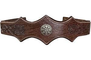 HiiFeuer Medieval Embossed Faux Leather Headpiece, Retro Renaissance Adjustable Headband, Cosplay Costume Accessories