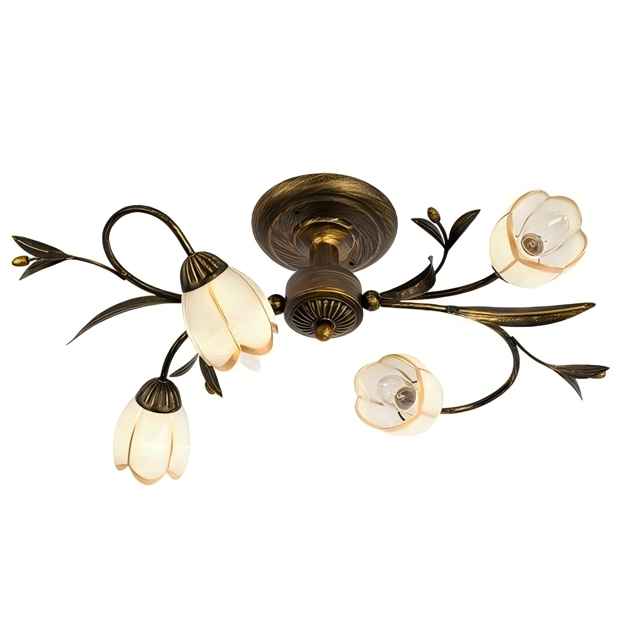 Photo 1 of 19.7 Inch 4-Lights Branch Shaped Ceiling Lights, Creative Retro Style Flower Vine Ceiling Light Fixtures, Country Style Ceiling Lamp for Living Room, Bedroom, Kitchen, Study Room