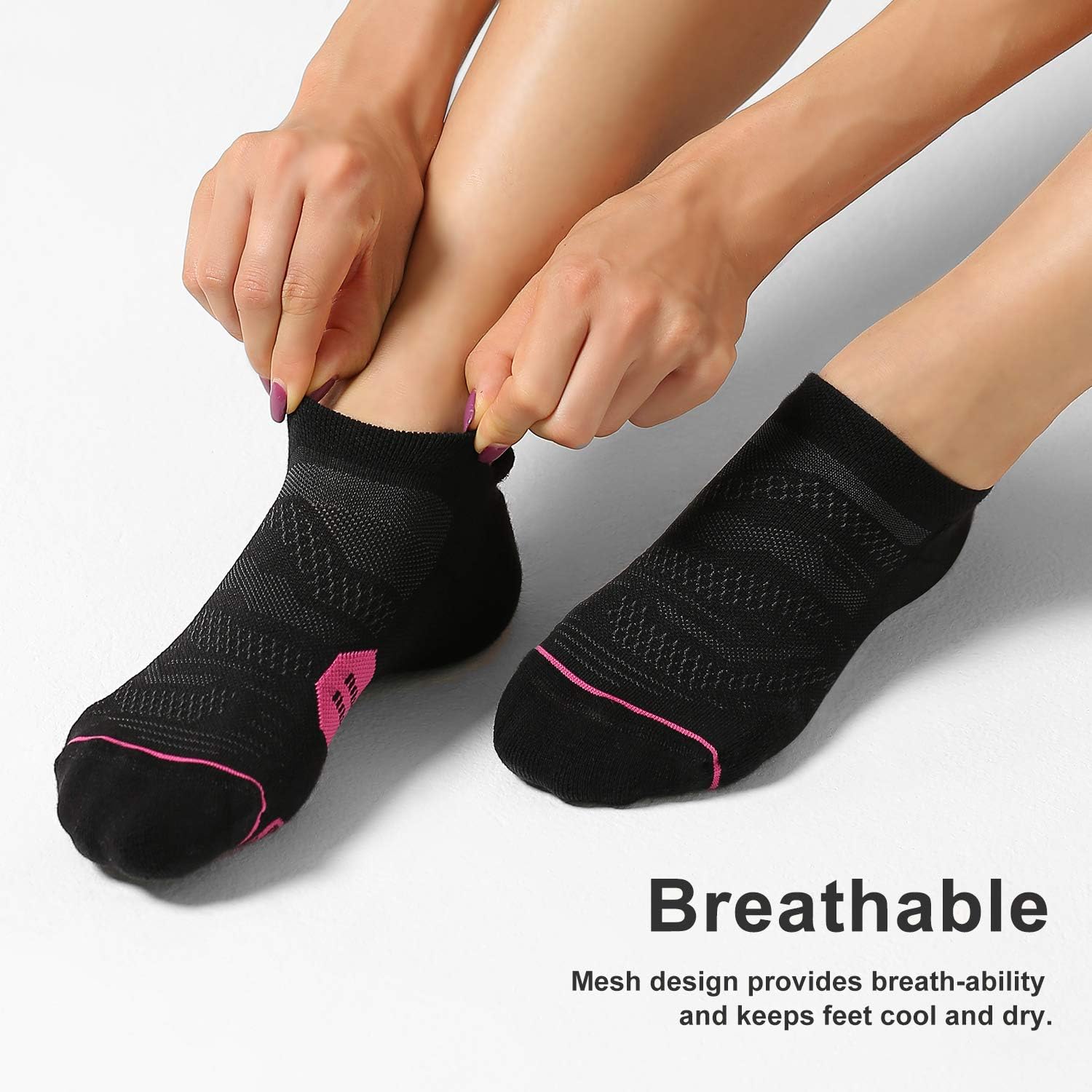 CelerSport 6 Pack Women's Ankle Running Socks Cushioned Low Cut Tab Athletic Socks: Clothing