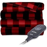 Sunbeam Heated Electric Throw Blanket Fleece Extra Soft, Red and Black Plaid (50 in. X 60 in.)