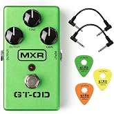 MXR M193 GT-OD Overdrive Pedal - Bundle with 2 Patch Cables and 3 Star Picks