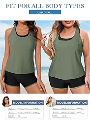 Aleumdr Womens Athletic 3 Piece Tankini