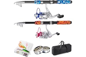 Tripquips Fishing Rod, 2Pcs 6.9ft Telescopic Fishing Pole Set, Portable Spinning Rod and Reel Combo with Carrier Bag Freshwat