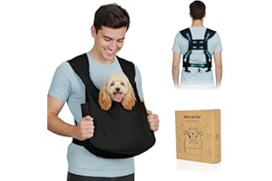 GOGOPAW Dog Sling Carrier for Small Dogs with Bottom Support, Adjustable Pet Front Dog Carrier-Padded Straps Reducing Back Neck Pain, Anti-Anxiety Backpack for Travel Hiking Camping, Hands Free (Black,M)