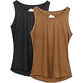 icyzone Women's Lightweight Breathable Open Back Workout Athletic Yoga Tank Tops
