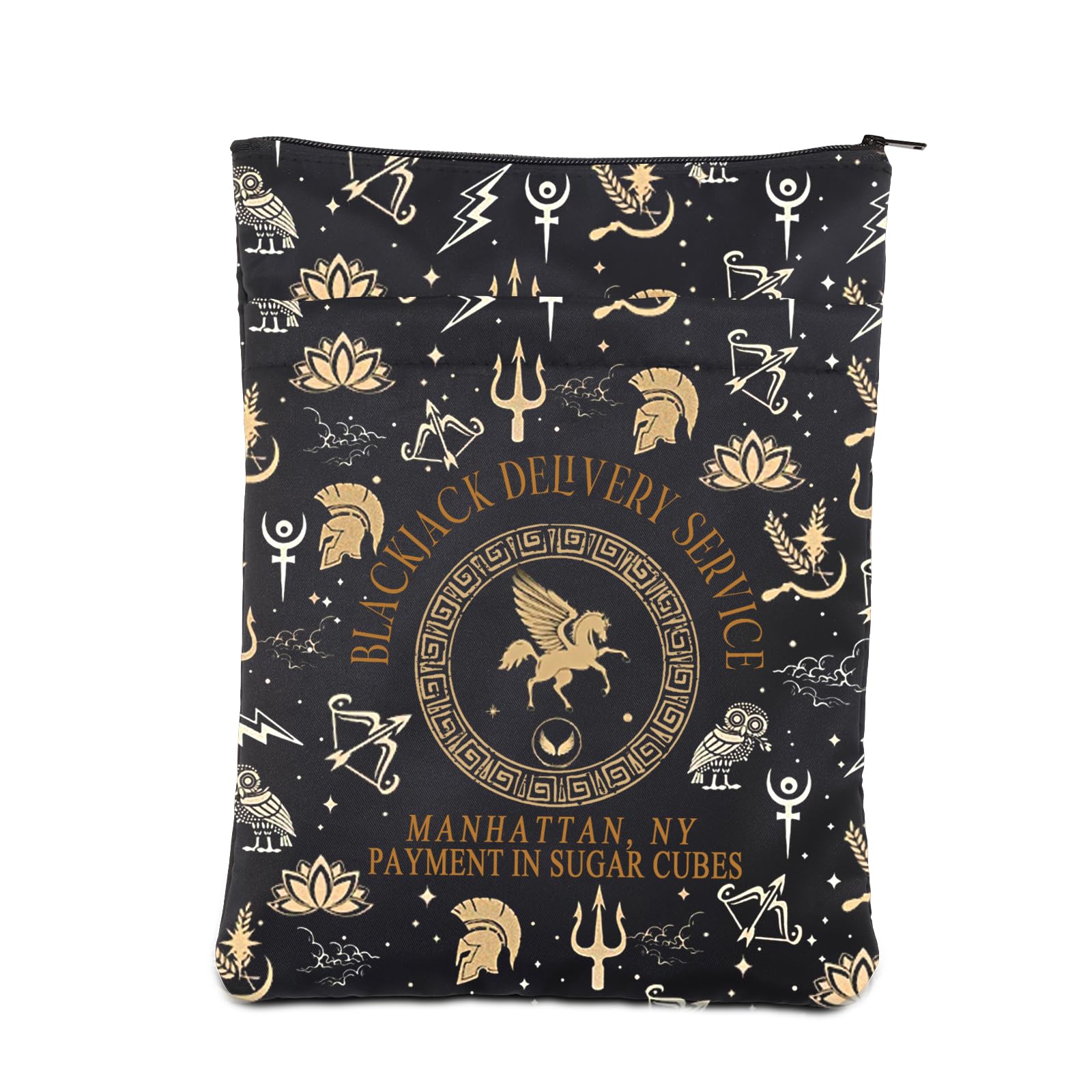 AKTAP Camp Halfblood Merch Percy Fan Book Sleeves Greek Mythology Book Protector for Paperback Bookisk Book Lover Gifts (Black, Blackjack BS-HT)