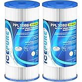 ICEPURE 20 Micron 10" x 4.5" Whole House Extra Coarse Pleated Sediment Filter for Well Water, Replacement Cartridge for GE FXHSC, DuPont WFHDC3001, R50-BB, Culligan R50-BBSA, W50PEHD, 2Pack