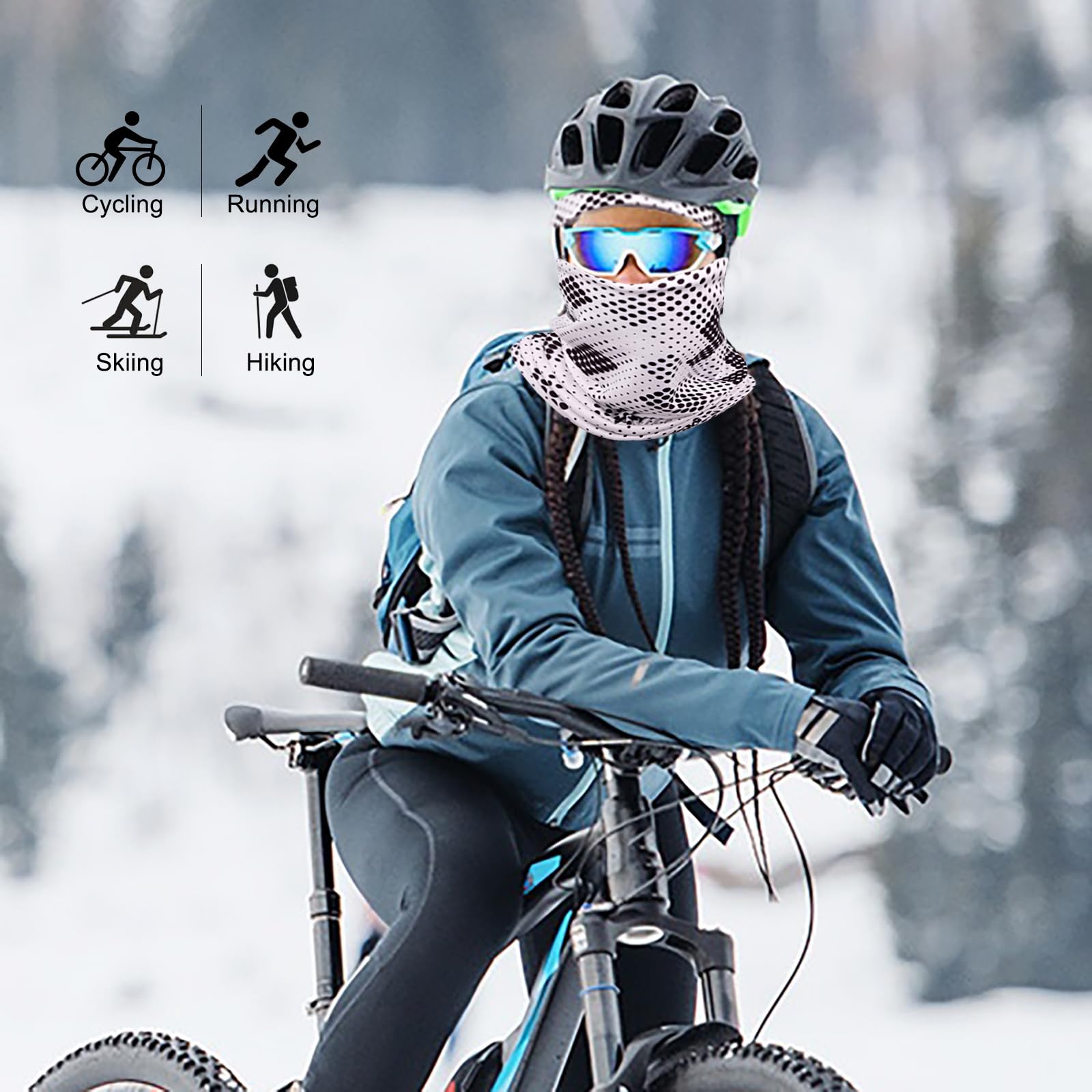 WK IEASON Winter Thermofleece Mütze Halswärmer Set, Winter Laufmütze und Thermosnoods, Unisex Schal und Fleece Mütze für Laufen Joggen Skifahren Radfahren Snowboarden Klettern Outdoor Sport 7