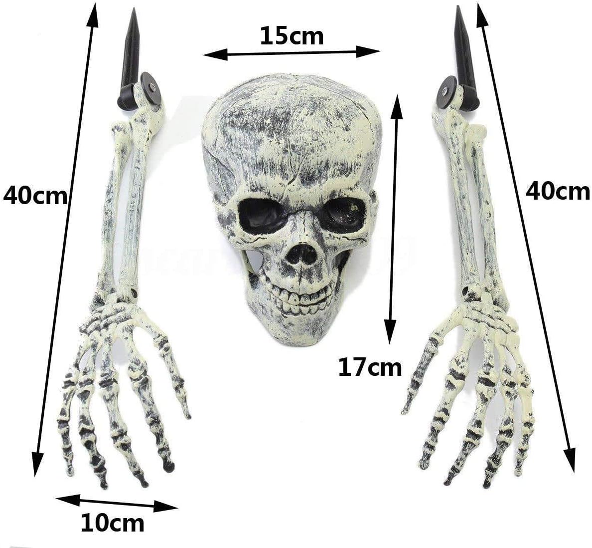 FLYWIND Realistic Skeleton Stakes Bones Skull Head and Hands Halloween Skeleton Decorations for Yard Lawn Stakes Garden Outdoor Halloween Decorations Scary Skull Skeleton Halloween Graveyard Décor: Garden & Outdoor