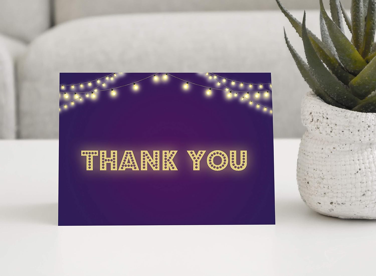 Darling Souvenir Purple Party Lights Thank You Card Wedding Thank You Card Greeting Cards With White Envelopes - 100 Pcs - Image 3